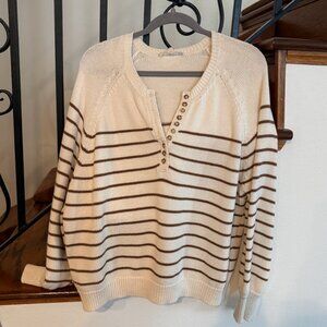 Sezane Léontine Jumper Ecru / Marine. - Size XL